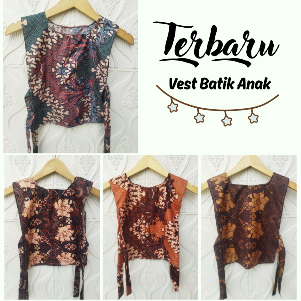 Vest Batik Anak Perempuan 3-5 Tahun Korean Style Rompi Batik Anak Lucu Koleksi Terbaru Motif Unik
