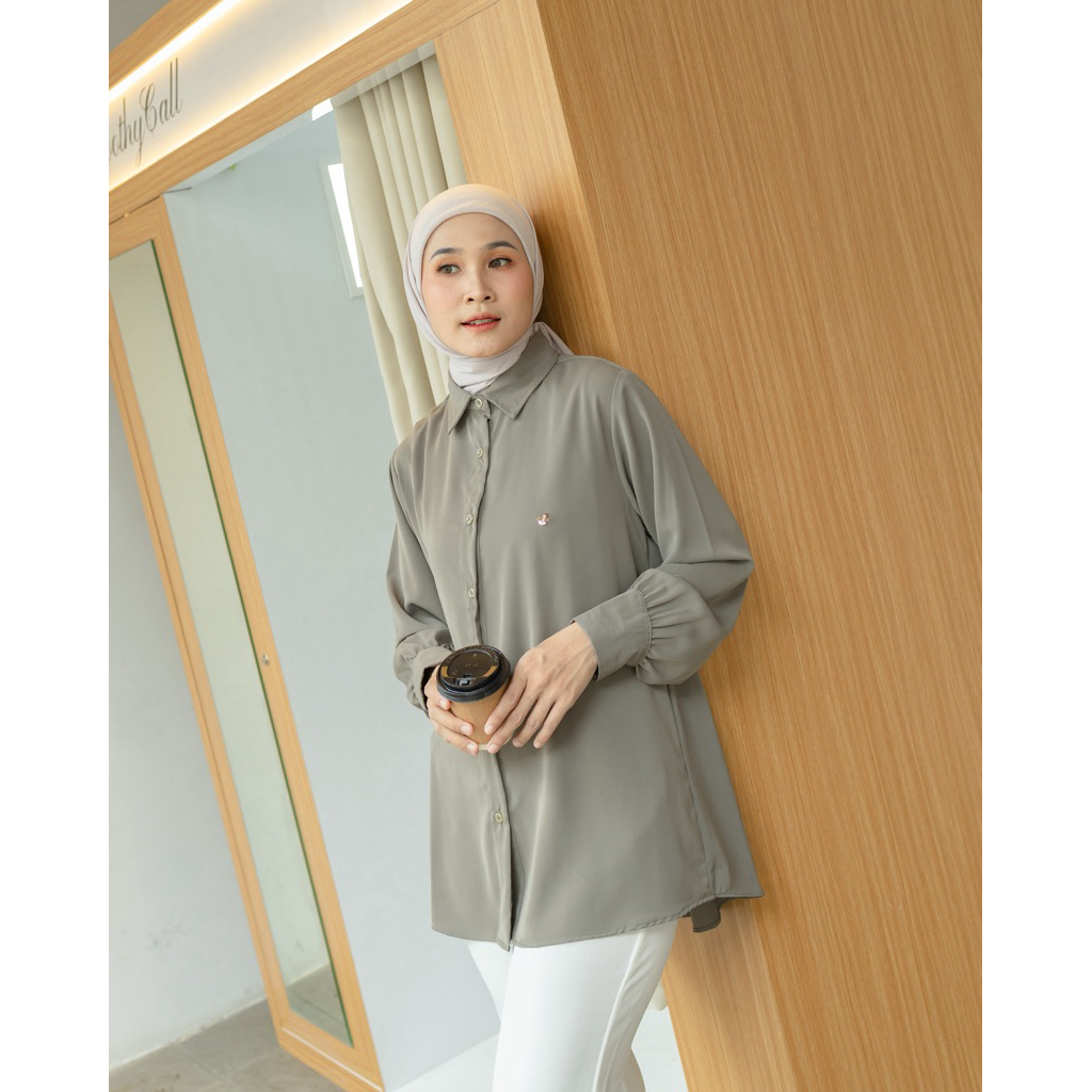 By Dolla - Azetha Shirt Part 2 - Kemeja Casual -  Baju Wanita Basic Santai Panjang Formal