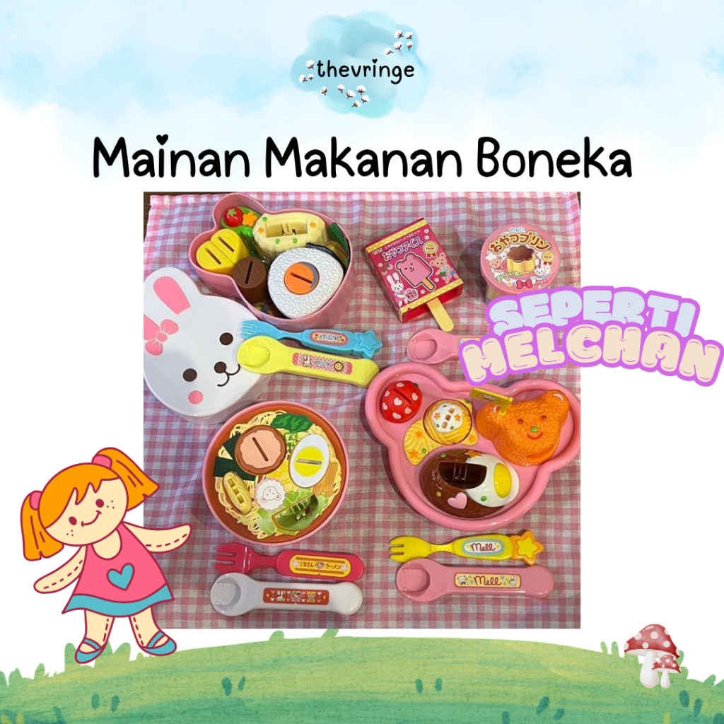 Set Mainan Makanan Boneka Lucu – Seperti Melchan Pretend Play Mell Chan