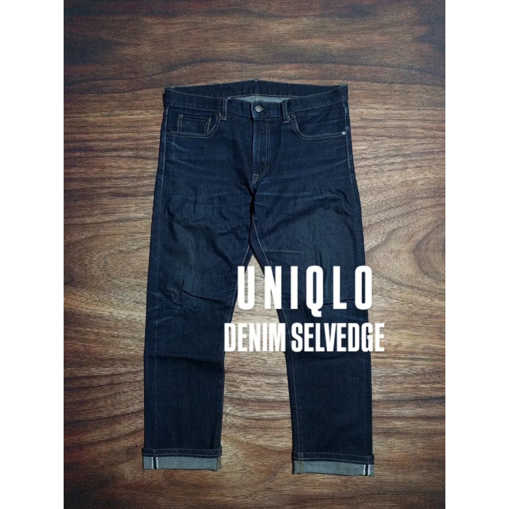 CELANA UNIQLO JEANS DENIM SELVEDGE MODEL REGULAR PRIA SECOND PRELOVED
