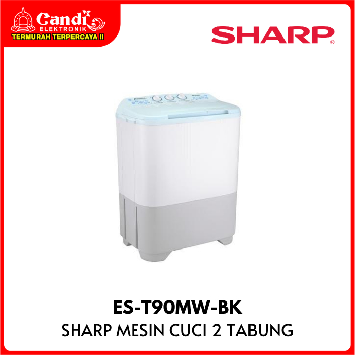 SHARP Mesin Cuci 2 Tabung 8 Kg Puremagic ES-T90MW-BK