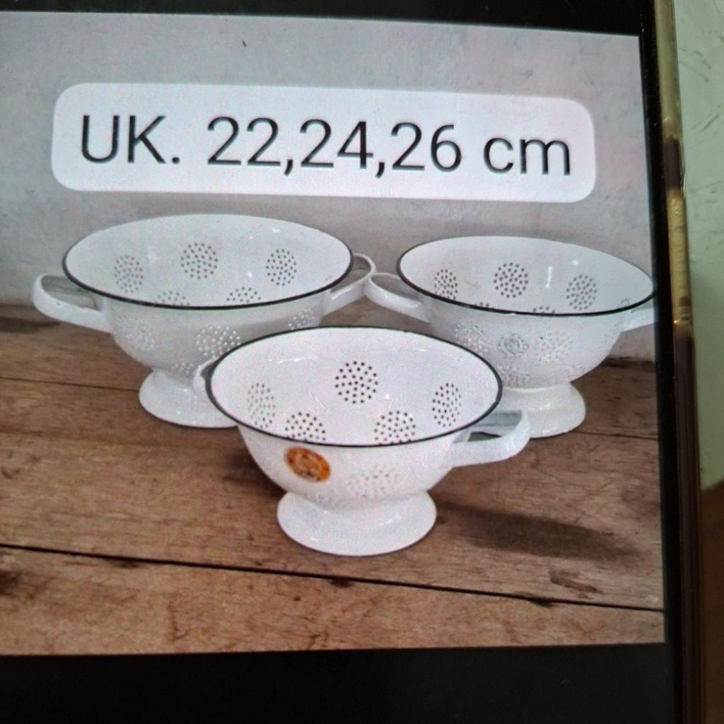 1 set tempat nasi enamel putih 22,24,26cm cat ulang jadul lawas