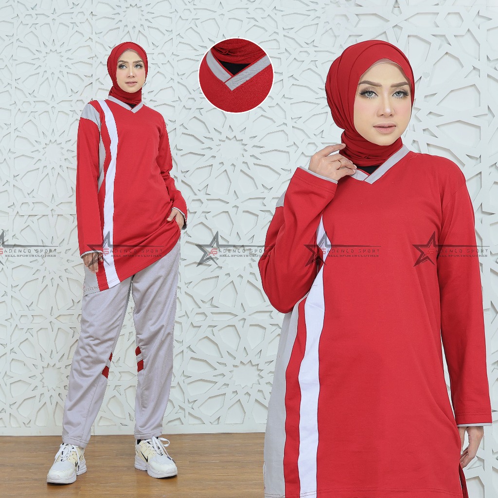 Baju Olahraga Tunik muslimah Set Training Panjang  / Setelan Baju Olahraga Senam Muslimah