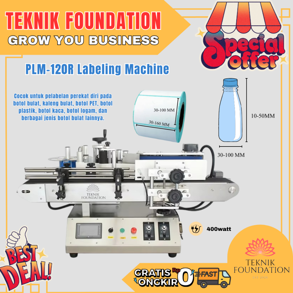 Mesin Labeling Botol Stiker PLM-120R | Labeling Sticker | Label Stiker