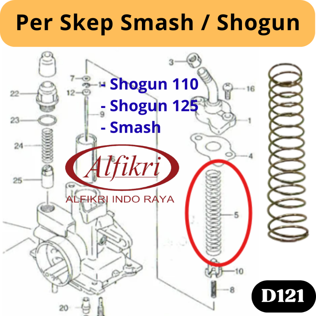 D121 Spring Pir Peer Spring Sekep Gas Vacum Vakum Karbu Koil Suzuki Shogun 125 - Per Skep Smash / Sh
