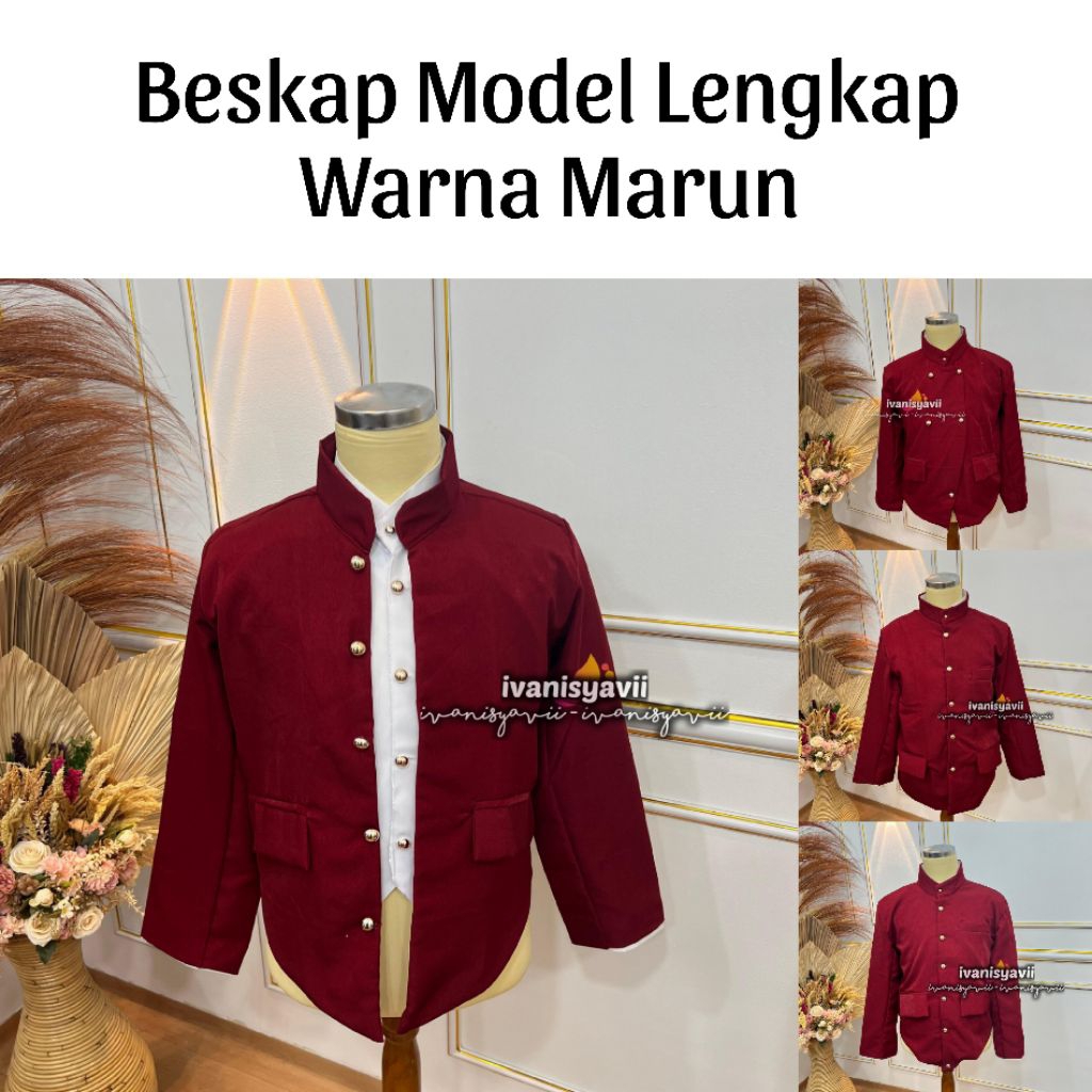 Beskap - Warna Marun | Beskap Model Lengkap Jogja / Solo / Sunda / Hewes