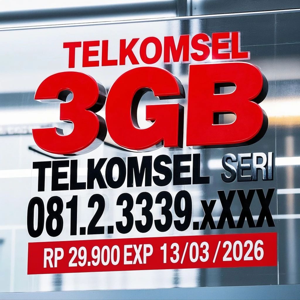 Kartu Perdana KUOTA DATA TELKOMSEL 3GB/30Hari SERI 0812.3339.XXXX ( Nomor ACAK/RANDOM )