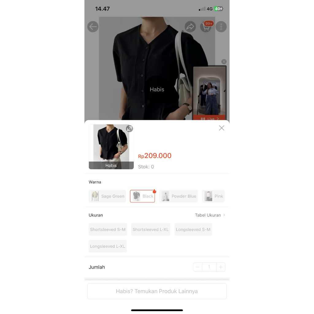 ((PRELOVED)) ECINOS-BUTTER TOP BLACK, LONGSLEEVED S-M