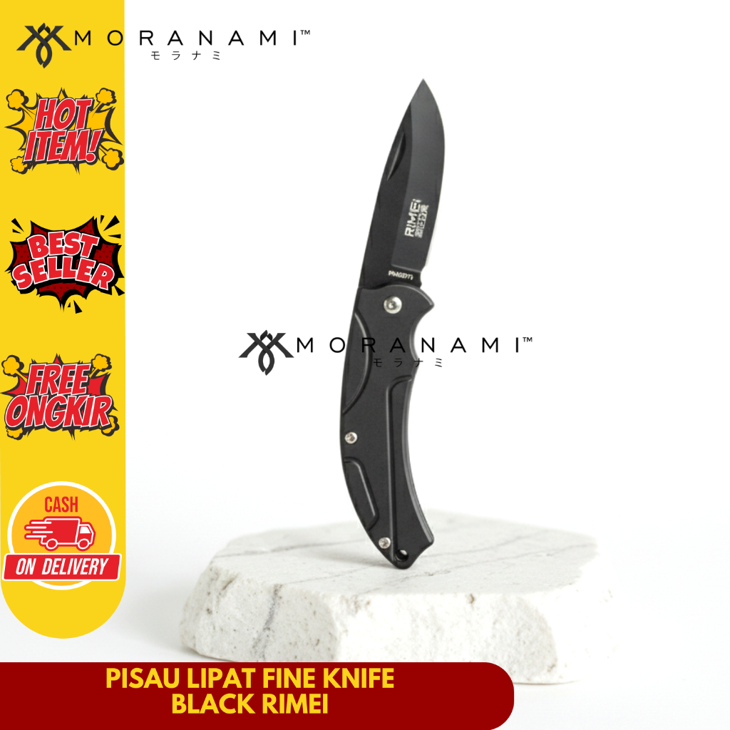 Pisau Lipat Rimei Fine Knife Black Pisau Lipat Serba Guna Tajam Stainless Steel Camping Outdoor