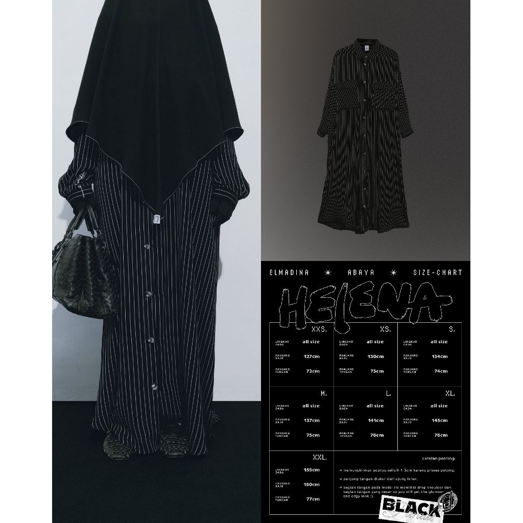ELMADINA ABAYA | PO HELENA ABAYA READY DESEMBER | JAKSET BLACK MAZEN XS NO PAYLATER NO CREDIT CARD