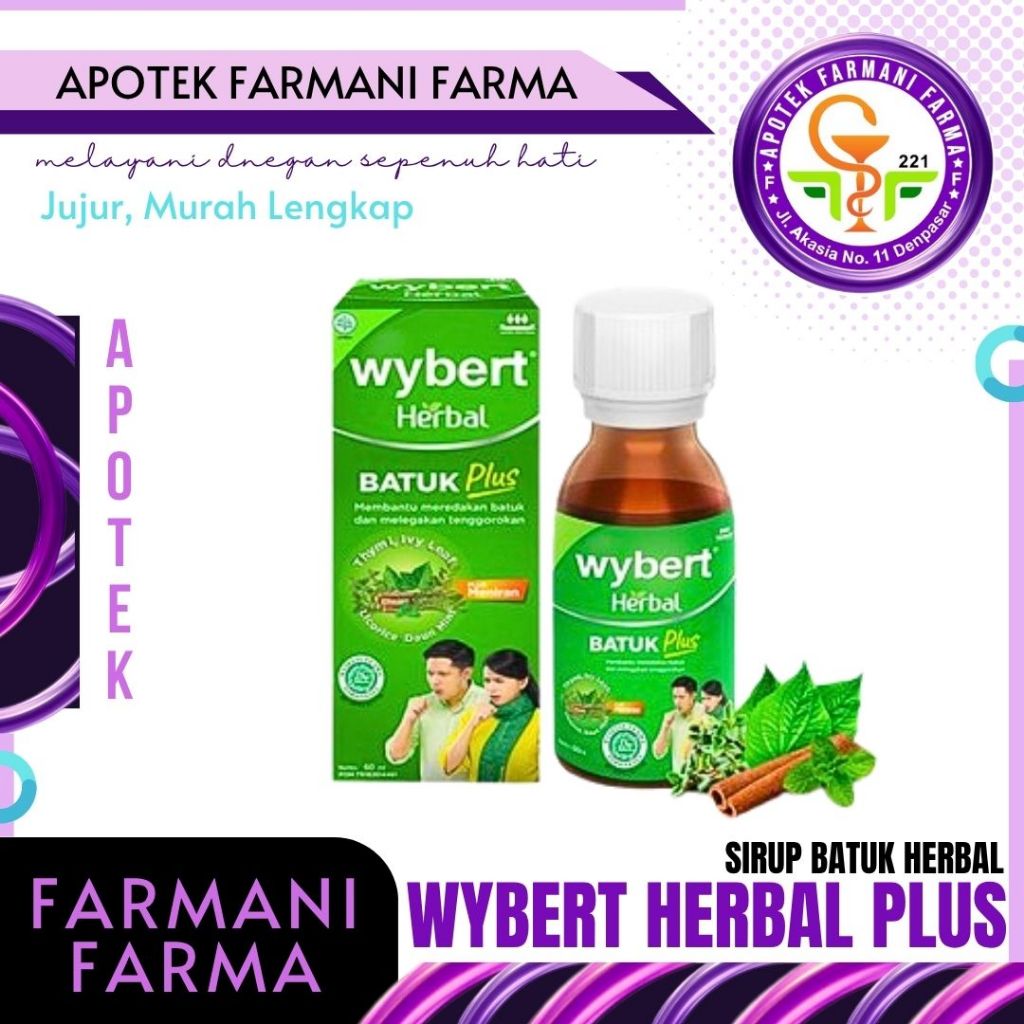 WYBERT HERBAL BATUK PLUS 100 ML/OBAT BATUK HERBAL/DEWASA/MELEGAKAN PERNAFASAN DAN TENGGOROKAN