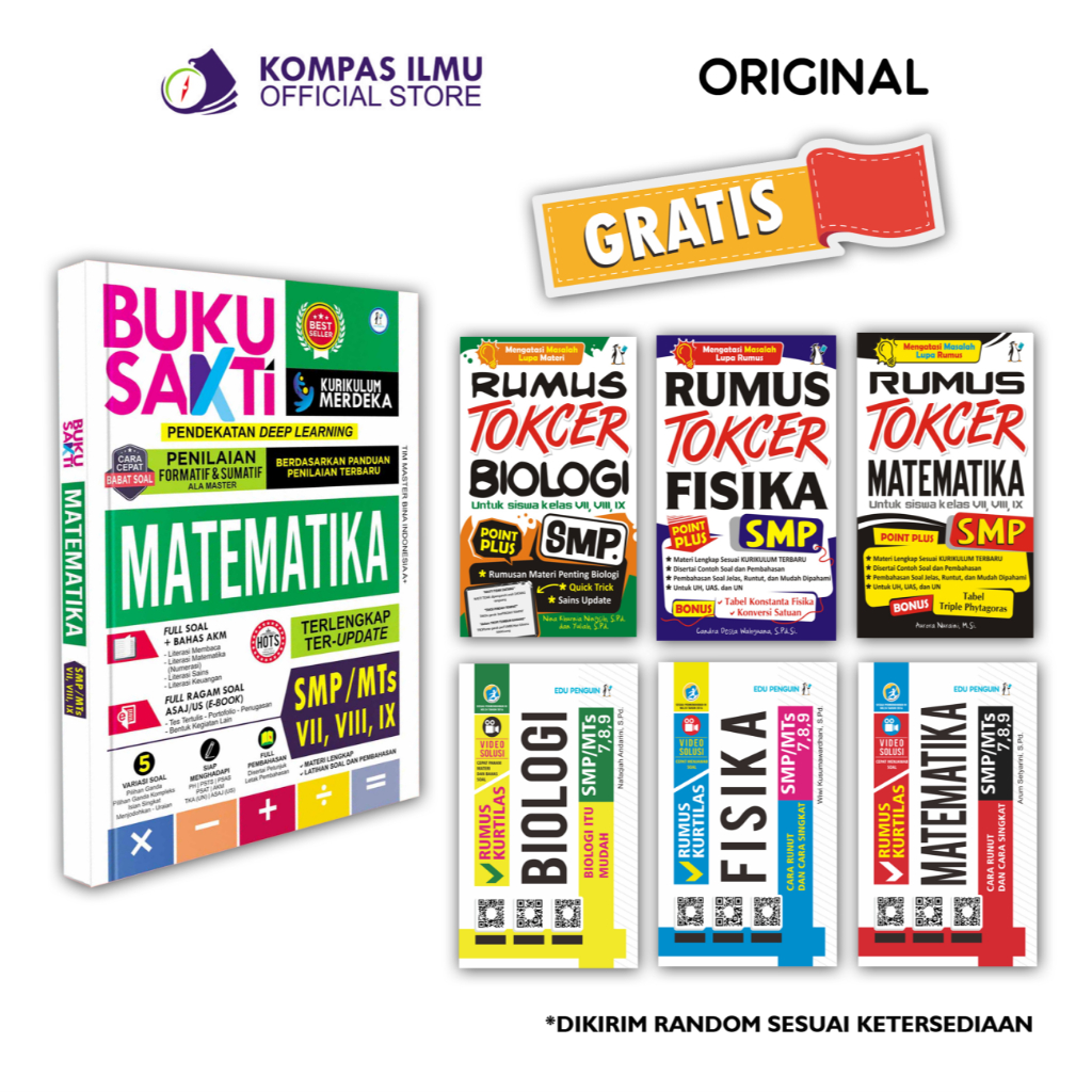 BUKU Matematika SMP - SAKTI MATEMATIKA SMP/MTs KELAS 7,8,9 (KOMPAS ILMU)
