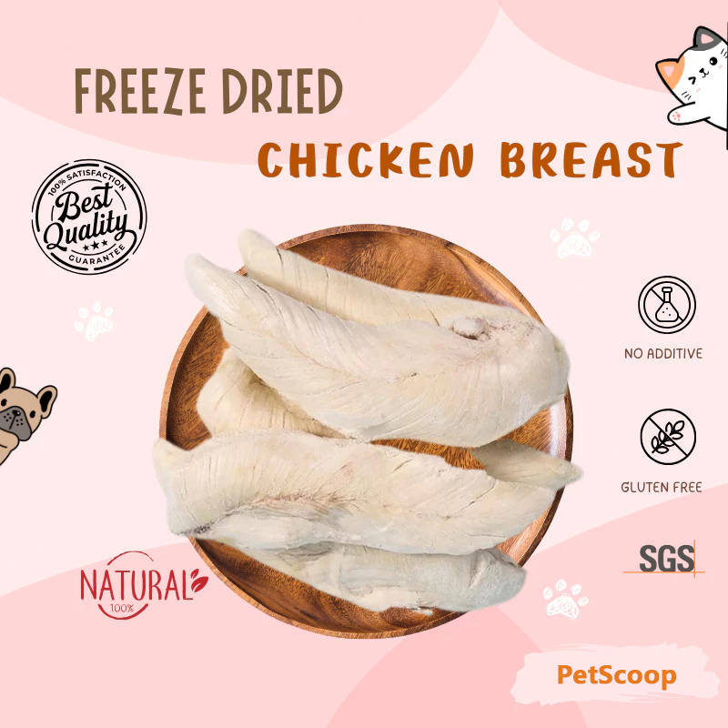 Cemilan Kucing dan Anjing Daging Dada Ayam Hati Bebek Kering Potong Dadu 500 Gram