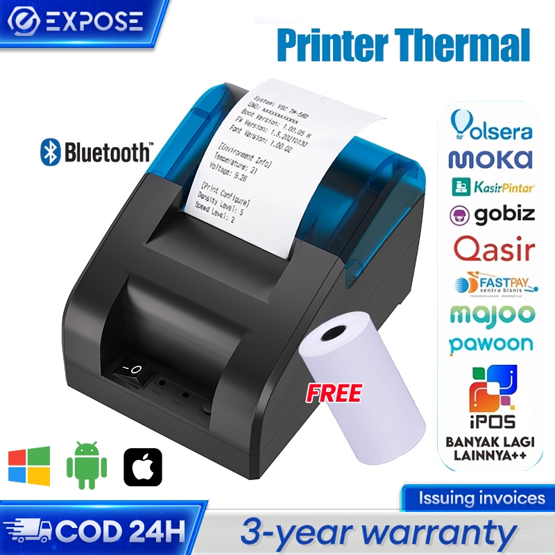 Printer Thermal Bluetooth Portable 58mm USB PRINTER KASIR Receipt Printer untuk Toko, Restoran, PPOB