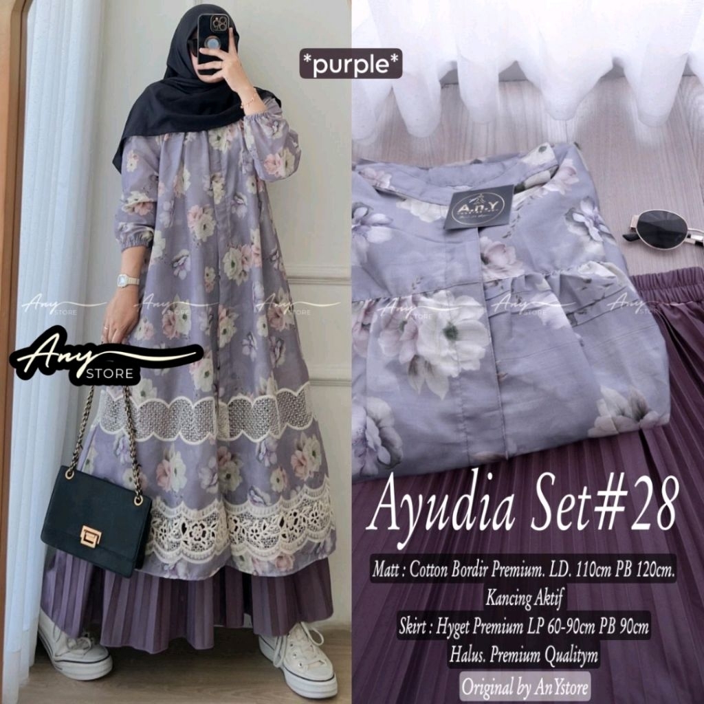 Dress Meldia by Uwais Solo DAN AMIKA DRESS BAHAN KATUN PREMIUM LD 105 PJ 135 / Ayudia Set Rok