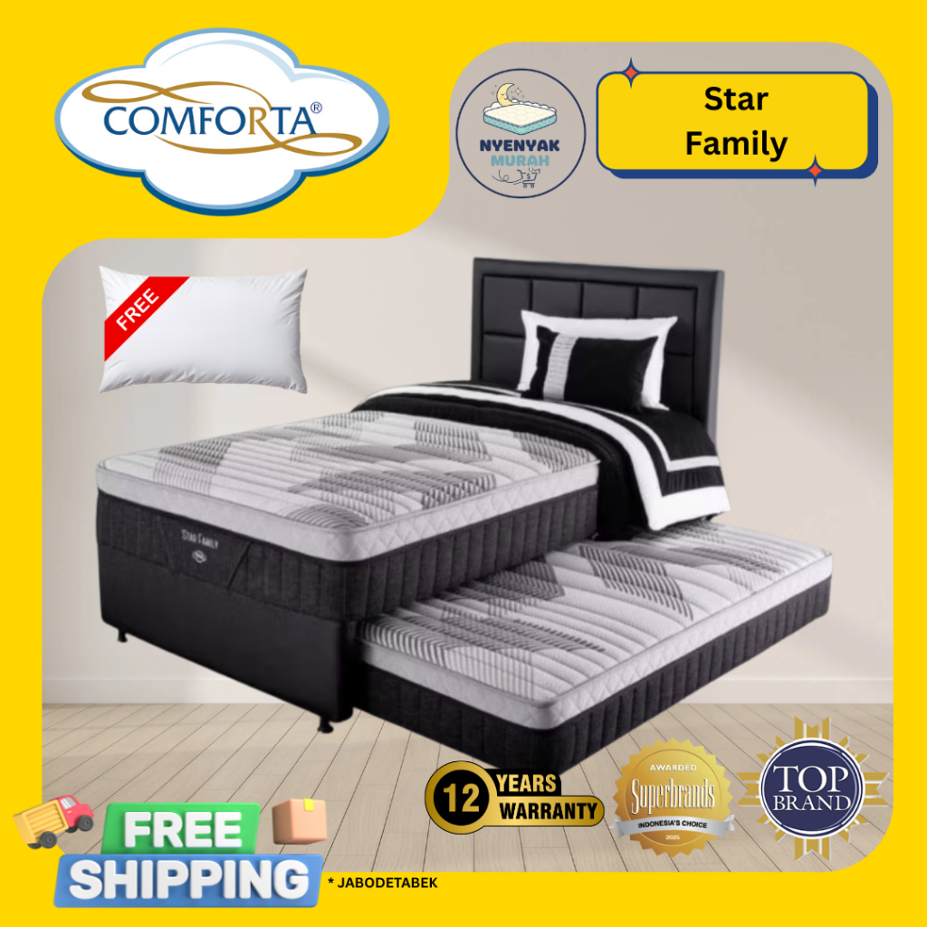 Kasur Springbed 2in1/Kasur Anak Sorong COMFORTA Star Family - Full Set Size 90x200 100x200 120x200