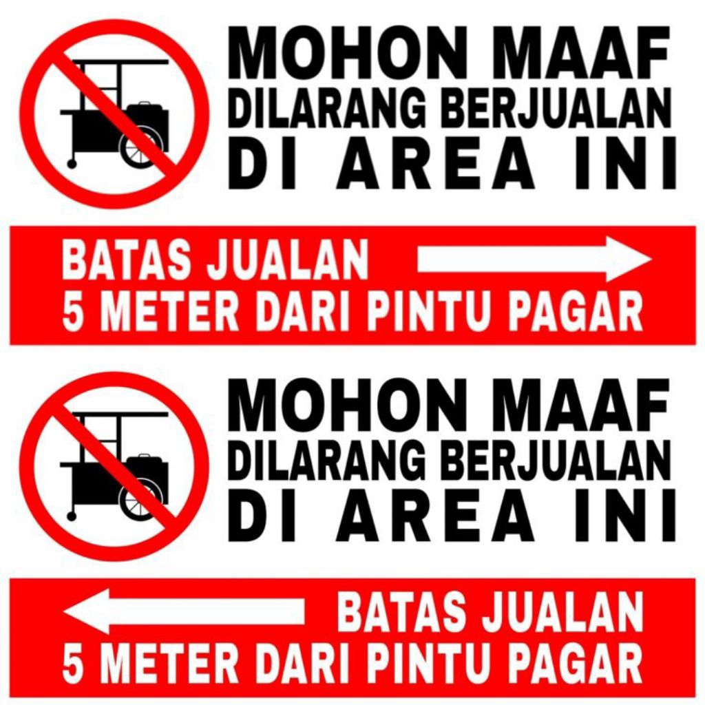 Stiker dilarang berjualan dan tempat  wudlu