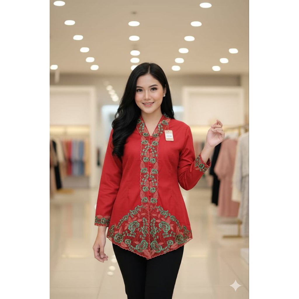 Atasan Kebaya Encim Kerancang Solo / Kebaya Seragam Kerja / Kebaya Wisuda Jumbo Adem Halus