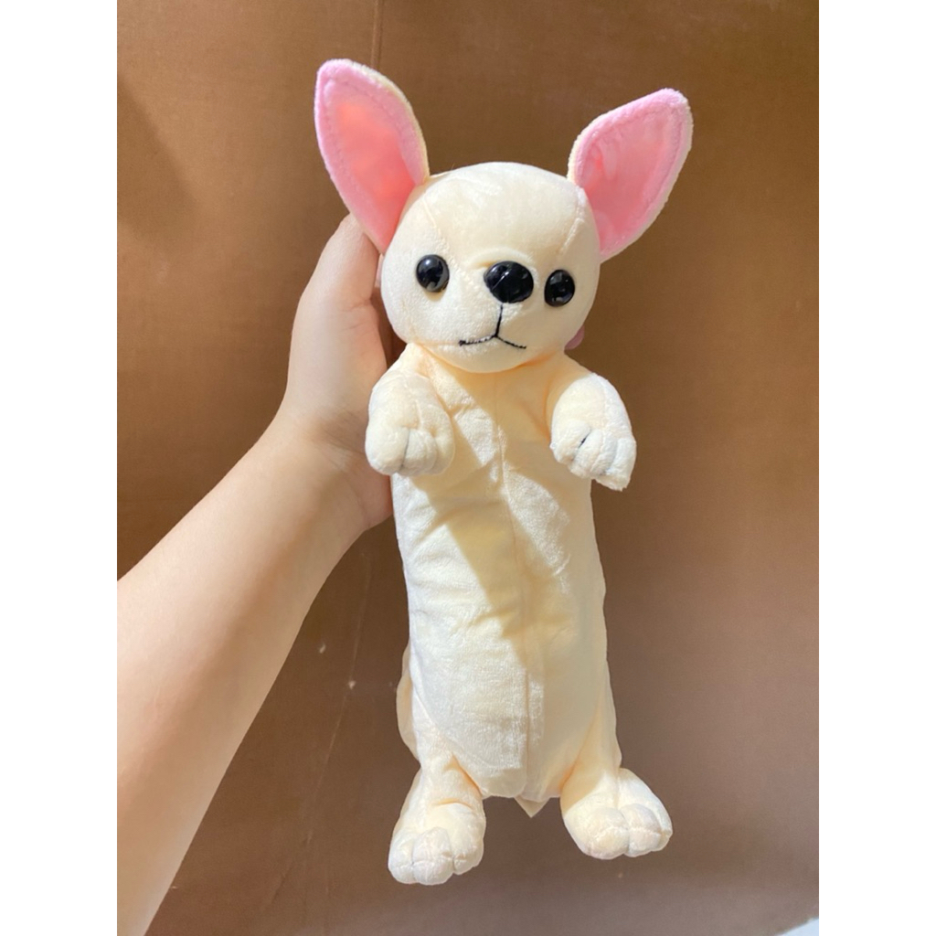 Boneka bentuk Chihuahua Pencil Case size 25cm Original / Pencil Case Boneka Bentuk Anjing Chihuahua 