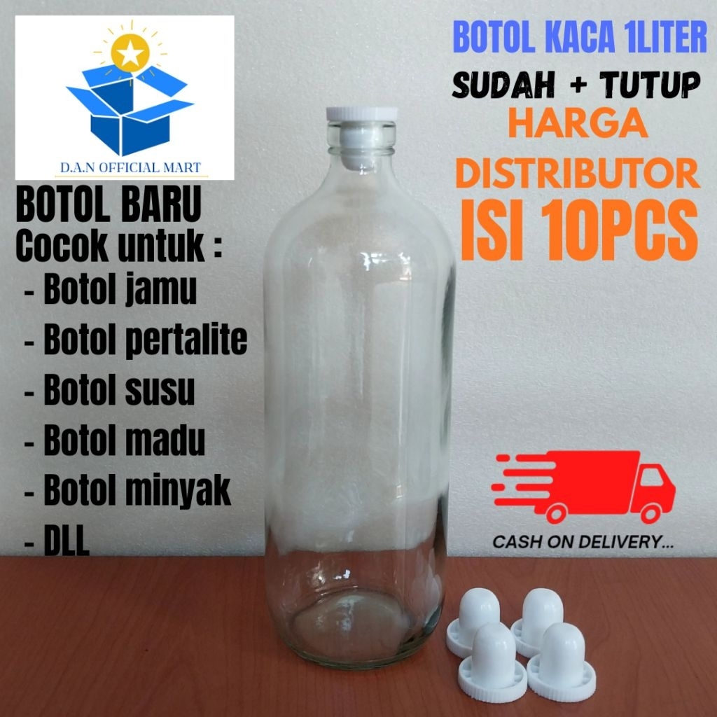 Botol kaca 1liter termurah / botol 1liter isi 10pcs / botol bensin / botol jamu / botol pertalite / 