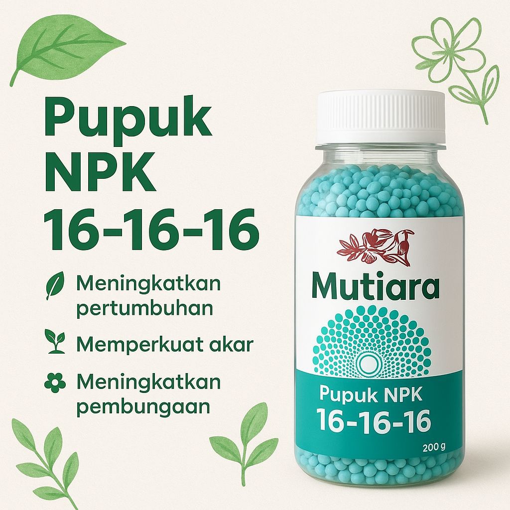 Pupuk Mutiara NPK 16-16-16 Serbaguna  Pupuk Tanaman Hias Sayuran  Buah 200gr