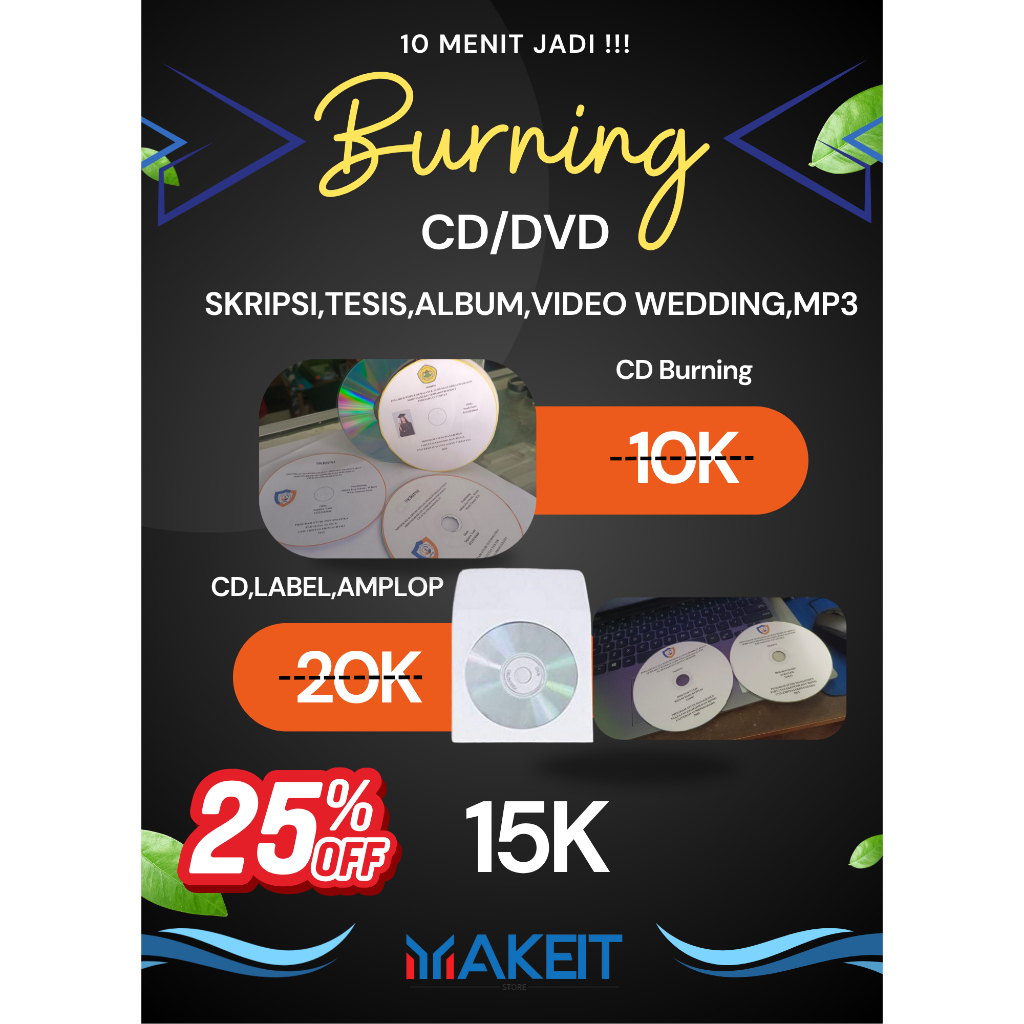Burning CD/DVD/KASET Skripsi,Tesis,Wedding,Album dll