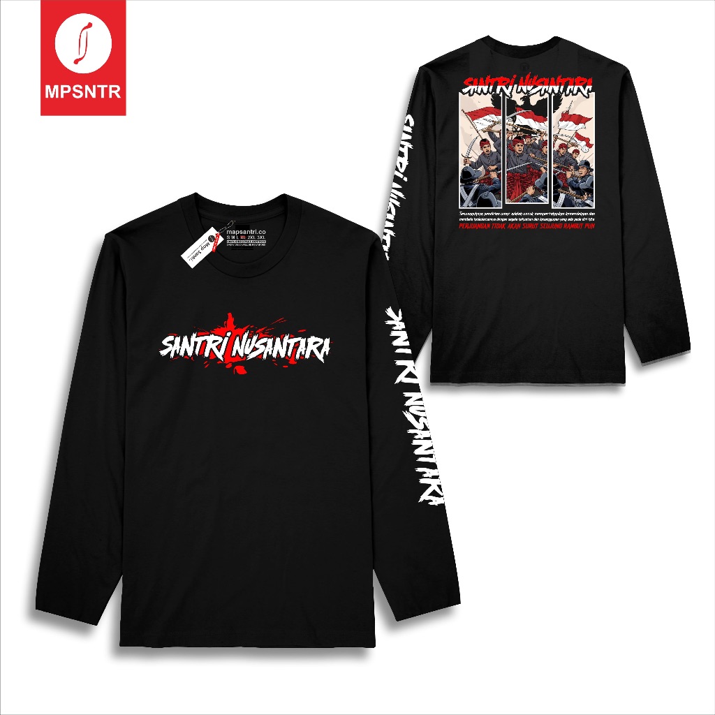 Mapsantri Clothing Kaos SANTRI NUSANTARA Panjang Cotton Combed 24s Premium Pria dan Wanita - Kaos Sa