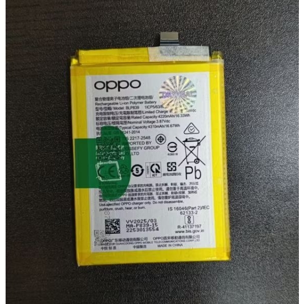 BLP839 Baterai Batre OPPO Reno 5f Original 4310mAh