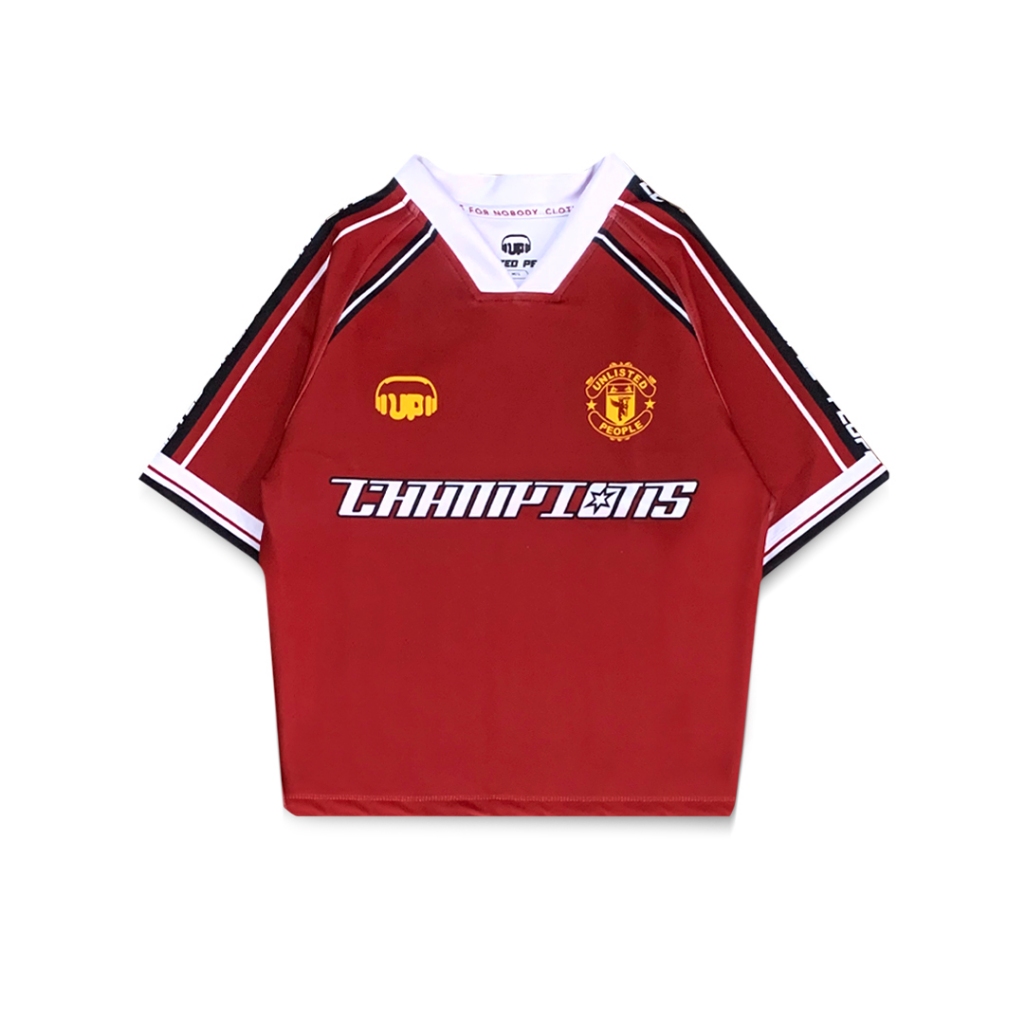 Unlisted People Red Revival Crop Top Tee | Kaos Jersey Crop Wanita Streetwear Aesthetic Manchester U