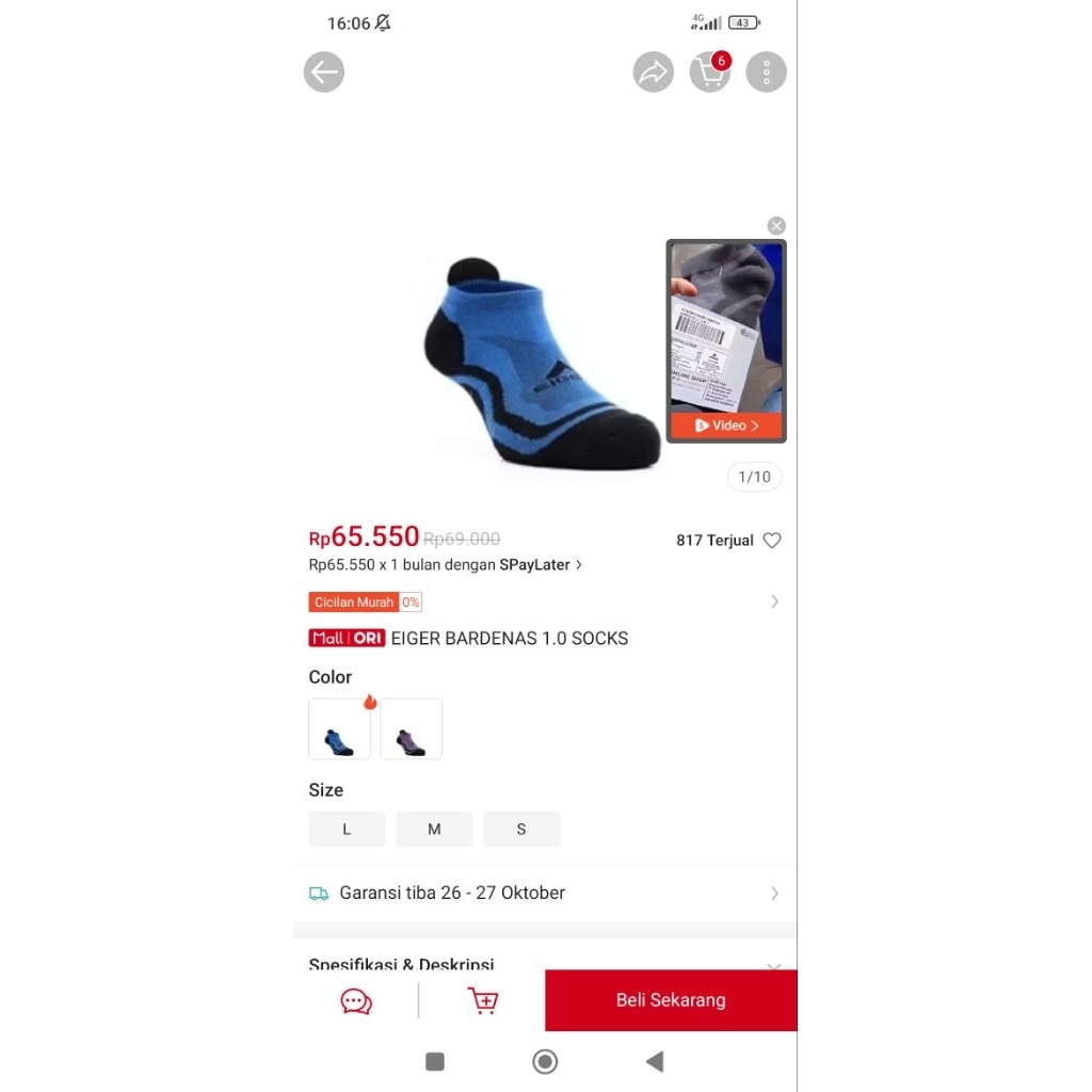 kaos kaki original sisa pabrik