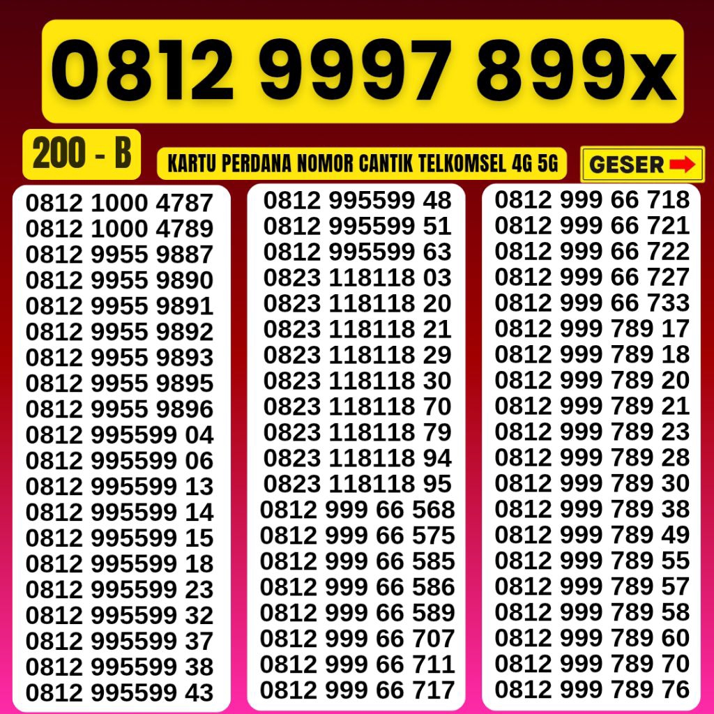 KARTU PERDANA NOMOR CANTIK 999 7899 TELKOMSEL 4G 5G NOCAN SIMPATI TELKOMSEL KWARTED TRIPLE NOMER CAN