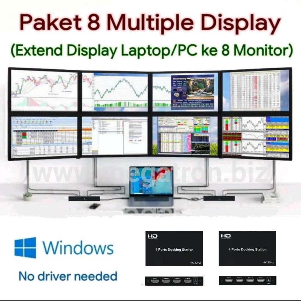 Paket Extend display dari 1 PC ke 8 monitor tambahan (tampilan beda-beda) (salin)