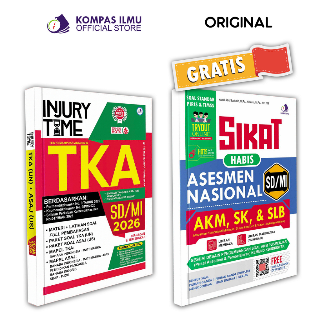 Buku Injury Time TKA (UN) + ASAJ (US) SD MI 2026 Kelas 6 Terbaru