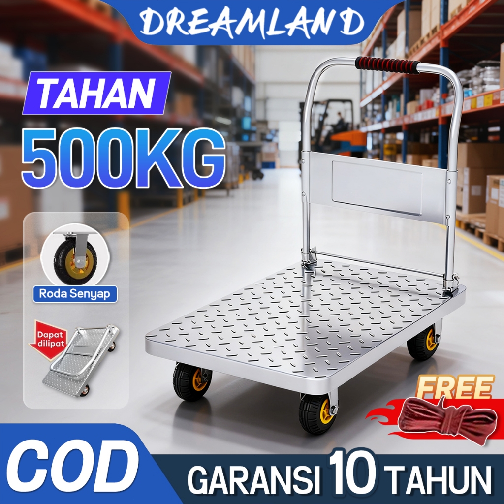 500 Kg Besi Troli Baja Kuat Tebal Troli Barang Lipat troli lipat portable Besi