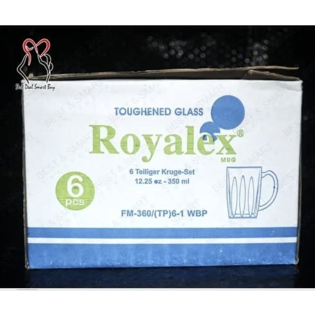 Gelas FM360 Royalex 350ml Gelas Gagang Es Teh 6 Pcs Glass Mug Set Berkualitas