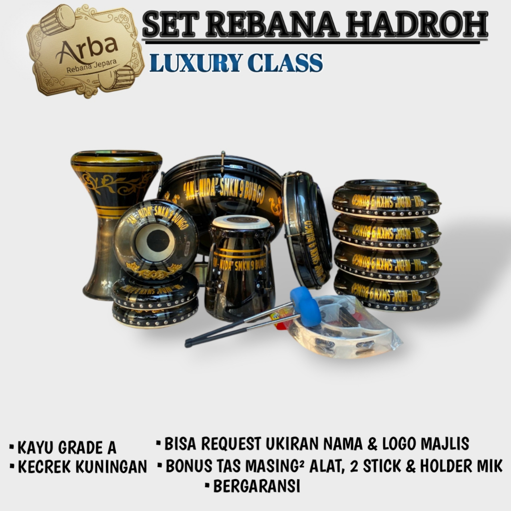 Hadroh Jepara berkualitas bergaransi / Rebana Hadroh 1 set lengkap