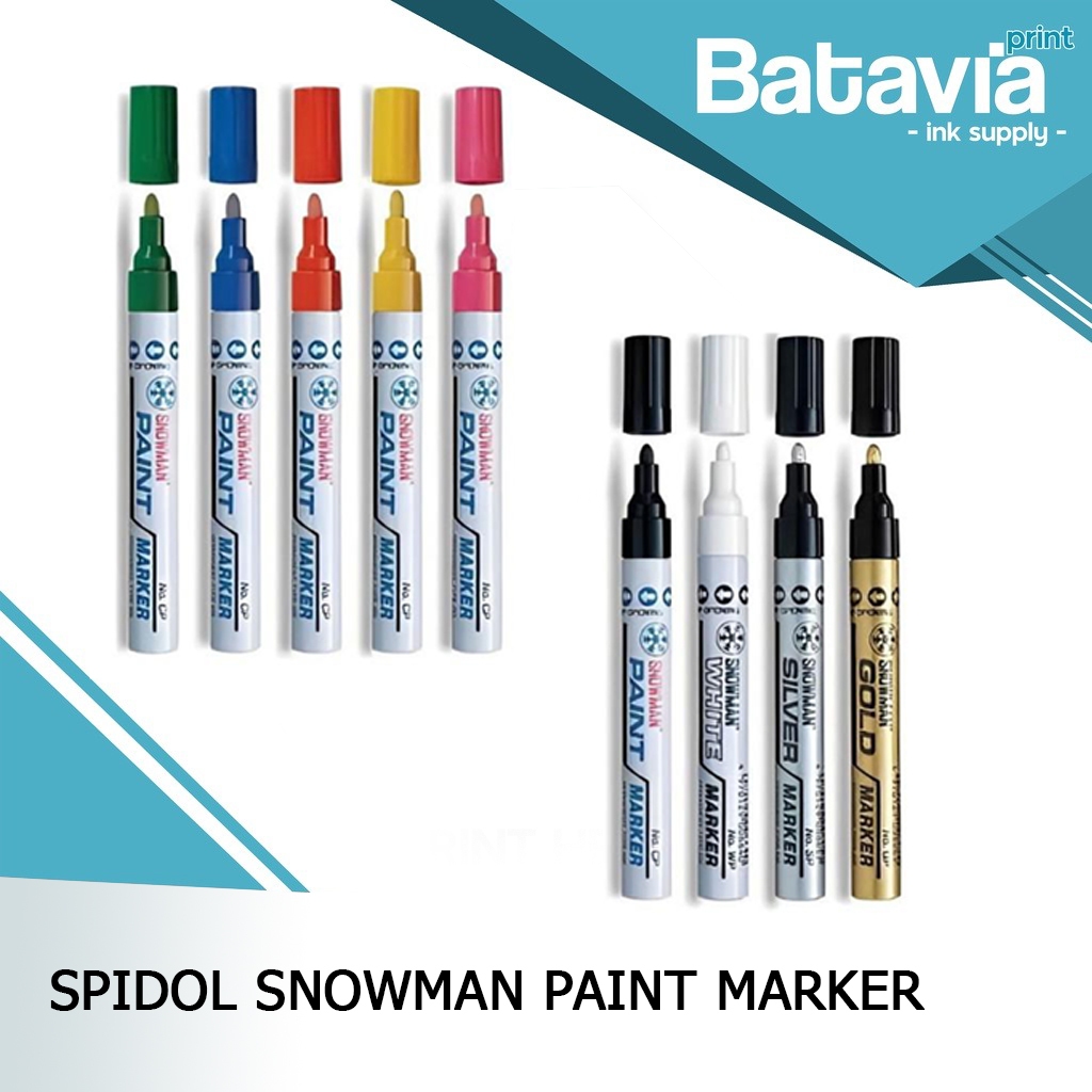 SPIDOL SNOWMAN PAINT MARKER PERMANEN 1 LUSIN BIRU|MERAH|KUNING|HIJAU|PINK|HITAM|PUTIH|SILVER|GOLD