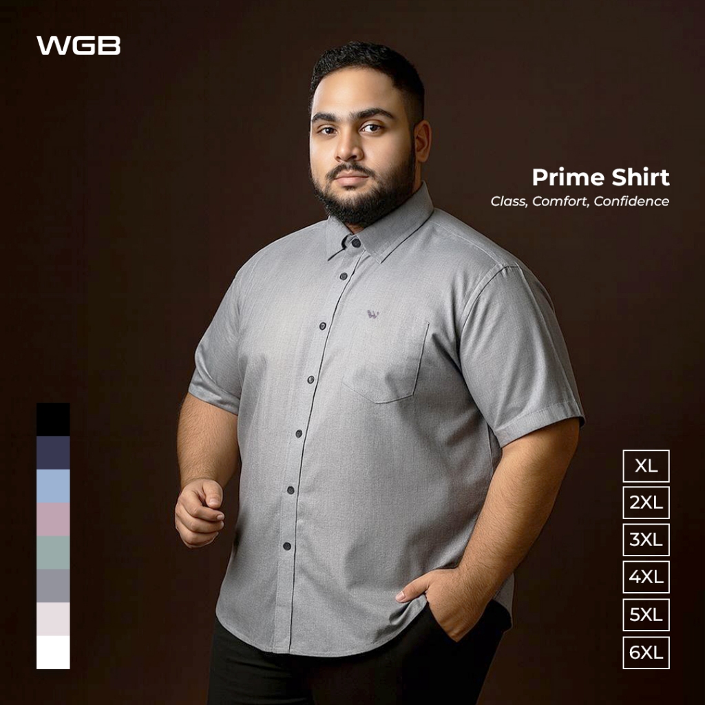 WGB Kemeja Kerja Katun Oxford Pendek Pria Big Size Jumbo XXL - Prime Series