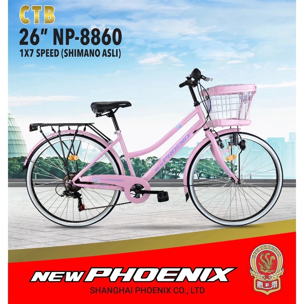 [NEW] Sepeda Citybike Phoenix 8860 AT Fitur  operan Shimano 7 speed - kranjang - Boncengan