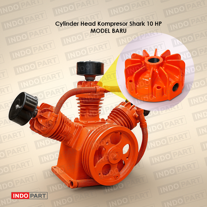 Cylinder Head Kompresor Angin Shark 7.5–10HP Model VA-100 / TA-100 (Kosongan)