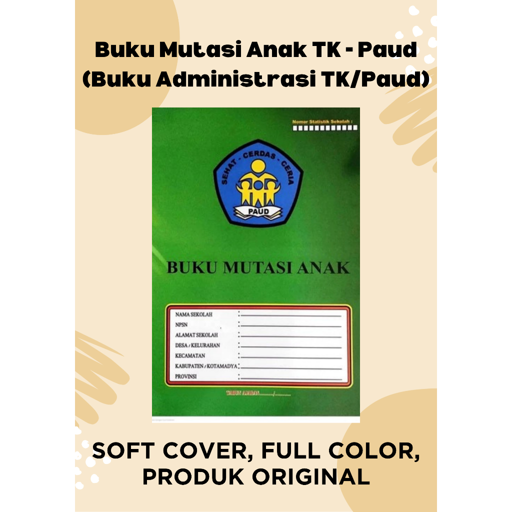 Buku Mutasi Anak TK - Paud (Buku Administrasi TK/Paud)