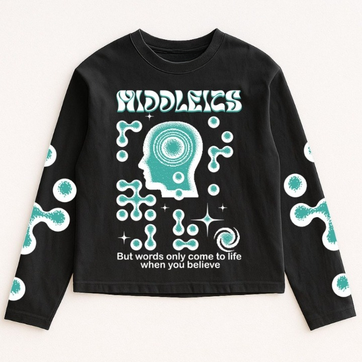 Promo dan Ready Kaos Middle - Longsleeve Kaos Lengan Panjang |VESICLE| Kaos Wanita Putih | Kaos pria