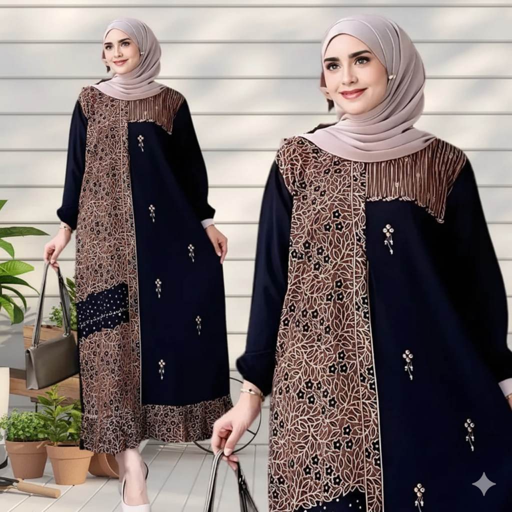 Baju Gamis Sonata Wanita Batik Pekalongan Rayon Adem Busui Kondangan Kekinian