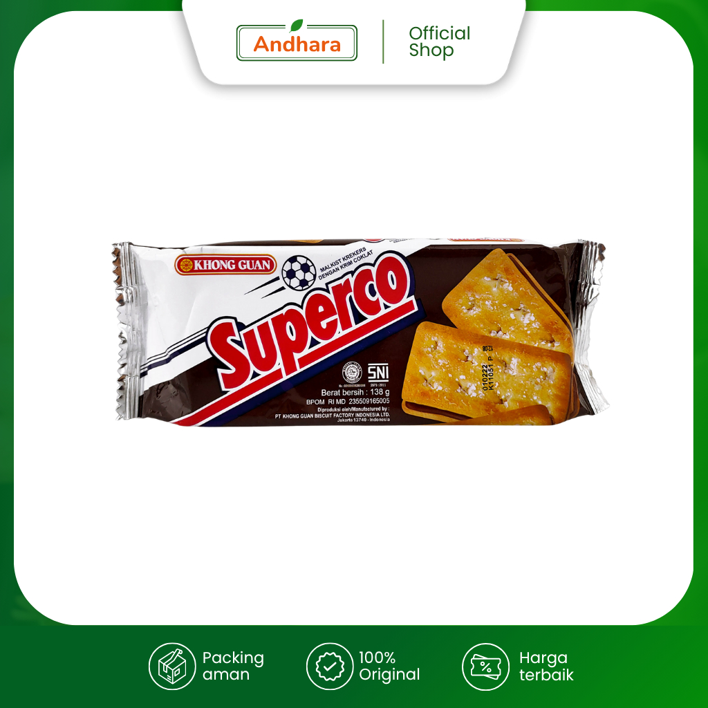 Khong Guan Superco Chocolate 138gr - Malkist Krakers dengan Krim Cokelat