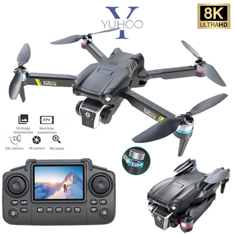 YUHOO K13 MAX Drone kamera jarak jauh fotografi udara Motor tanpa sikat profesional drone RC Layar