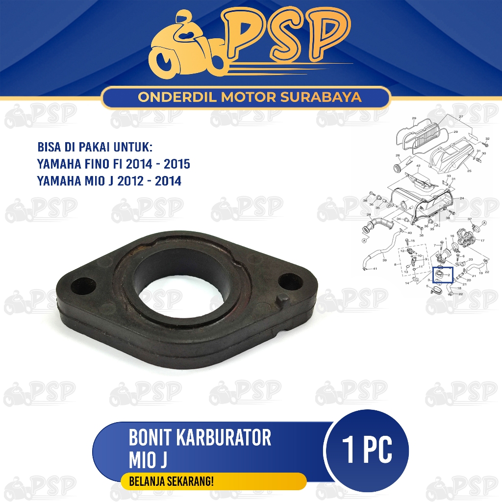 Bonit Karburator Mio J - Ebonit Manipol Manifold Fiber Insulator Karbu Yamaha Fino FI Mio GT X Ride
