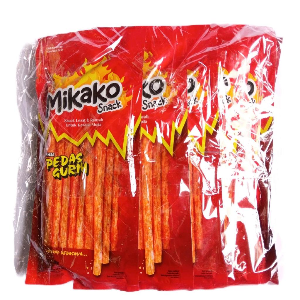 Mikako Snack Crispy Stick Pedas Gurih 1 Pack Isi 10 Makanan Ringan