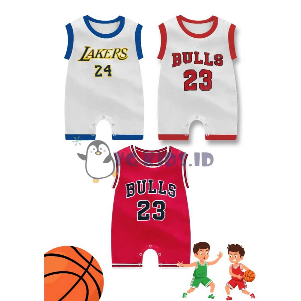 Baju Baby Romper Basket / Baju Baby Jersey Basket / Jumper Bayi Basket Bisa Custom Nama