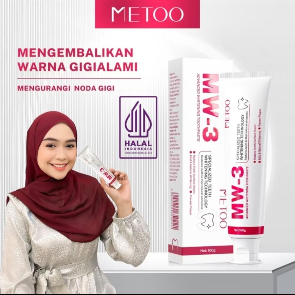 METOO PASTA GIGI MW3- BPOM-pemutih gigi 100gr / Bebas Sensitif