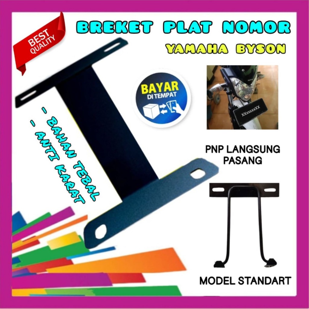Dudukan Plat Nomor Depan Motor Byson - Bracket Plat Nomer Byson Besi Tebal Anti Karat